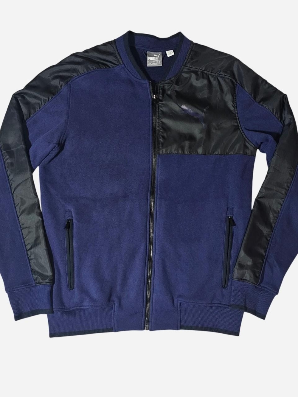 Puma Men's Navy and Black Panel Zip Sweater